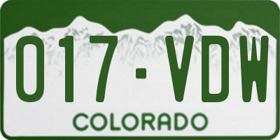 CO license plate 017VDW