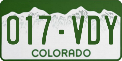 CO license plate 017VDY