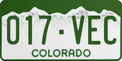 CO license plate 017VEC