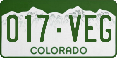 CO license plate 017VEG