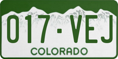 CO license plate 017VEJ