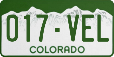 CO license plate 017VEL