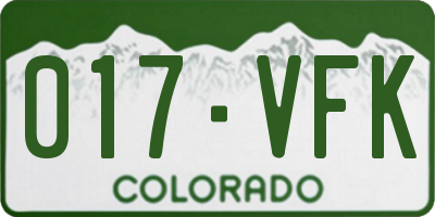 CO license plate 017VFK