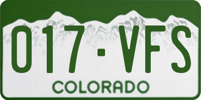 CO license plate 017VFS