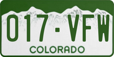 CO license plate 017VFW