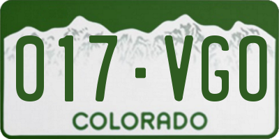 CO license plate 017VGO