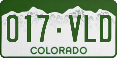 CO license plate 017VLD