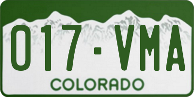 CO license plate 017VMA