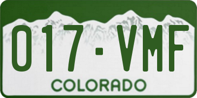 CO license plate 017VMF