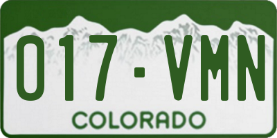 CO license plate 017VMN