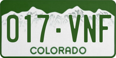 CO license plate 017VNF