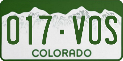 CO license plate 017VOS