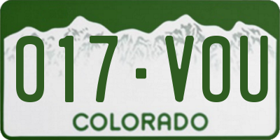 CO license plate 017VOU