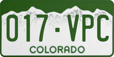 CO license plate 017VPC