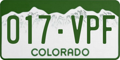 CO license plate 017VPF