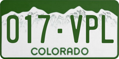 CO license plate 017VPL