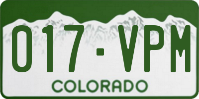 CO license plate 017VPM
