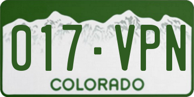 CO license plate 017VPN