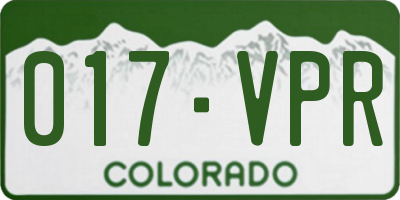 CO license plate 017VPR
