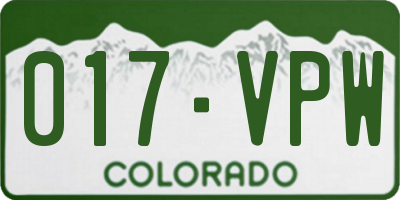 CO license plate 017VPW