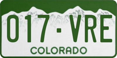 CO license plate 017VRE