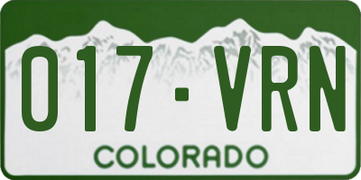 CO license plate 017VRN
