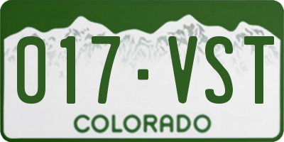 CO license plate 017VST