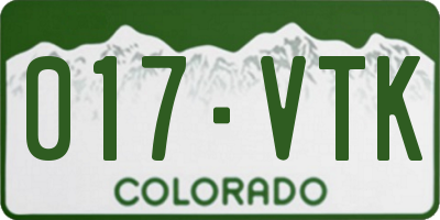 CO license plate 017VTK