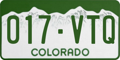 CO license plate 017VTQ
