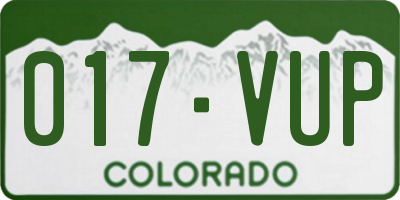 CO license plate 017VUP
