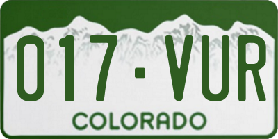 CO license plate 017VUR