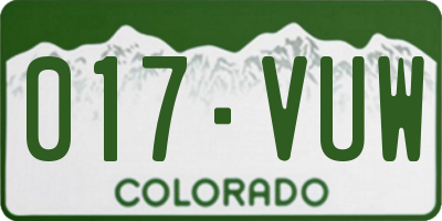 CO license plate 017VUW