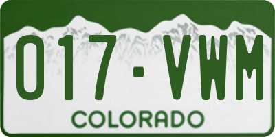 CO license plate 017VWM