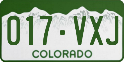 CO license plate 017VXJ