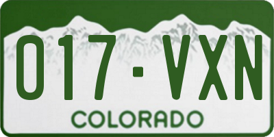 CO license plate 017VXN