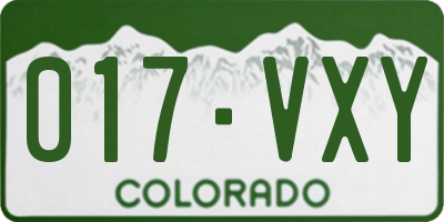 CO license plate 017VXY