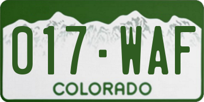 CO license plate 017WAF