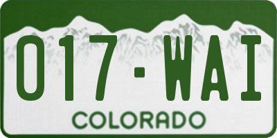 CO license plate 017WAI