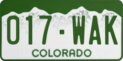 CO license plate 017WAK