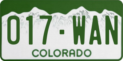 CO license plate 017WAN