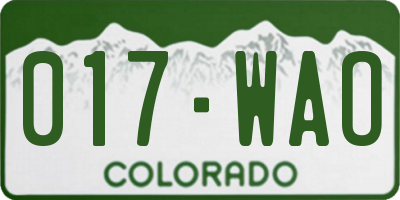 CO license plate 017WAO