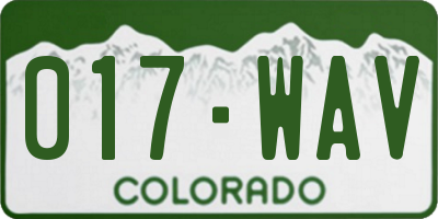 CO license plate 017WAV