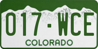 CO license plate 017WCE