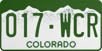 CO license plate 017WCR