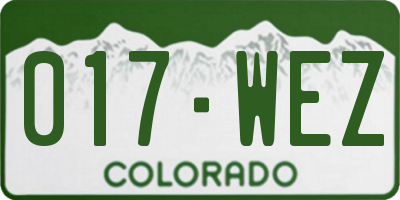 CO license plate 017WEZ