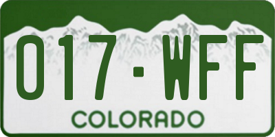 CO license plate 017WFF