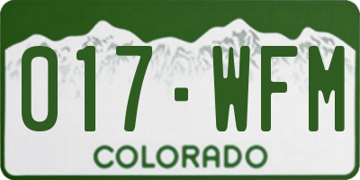 CO license plate 017WFM