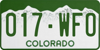 CO license plate 017WFO