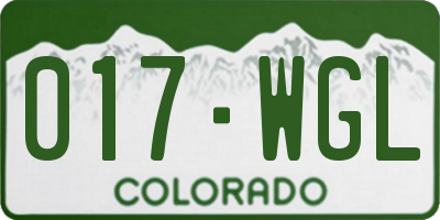 CO license plate 017WGL