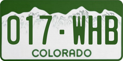 CO license plate 017WHB